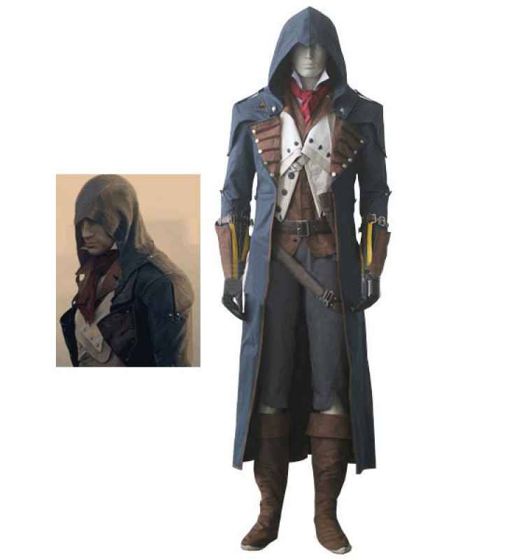 Carnevale Ispirato da Assassin's Creed Unity Arno Victor Dorian Costume da Carnevale scuro Navy Carnevale Costumi Cosplay Carnevale Halloween