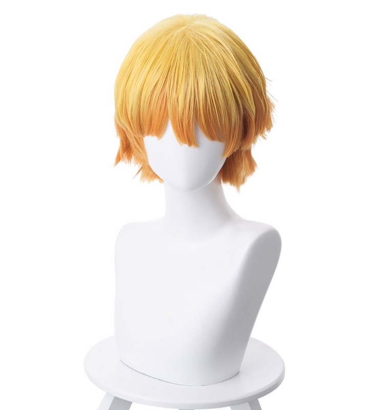 Costume Carnevale Parrucca Corta Cosplay 2023 Anime Giapponesi Parrucca Arancione Demon Slayer Kimetsu No Yaiba Agatsuma Zenitsu Costume Carnevale Halloween