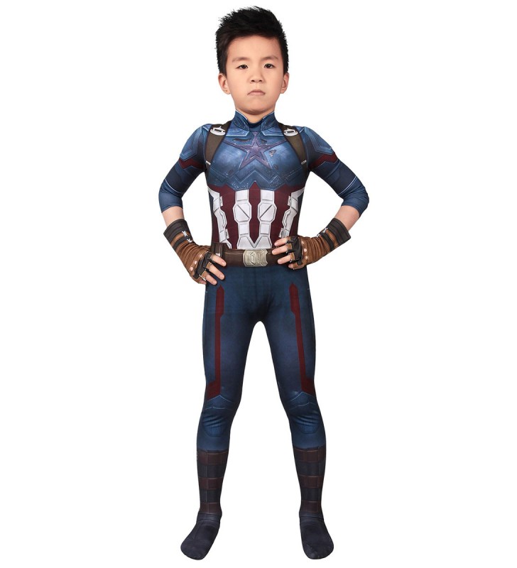 della Marvel The Avengers Capitan America Catsuit con i guanti Costumi Cosplay Carnevale Halloween