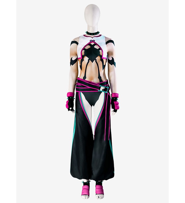 Street Fighter 6 Gioco Cosplay Han Juri Intero con chiodi Costumi Cosplay Carnevale