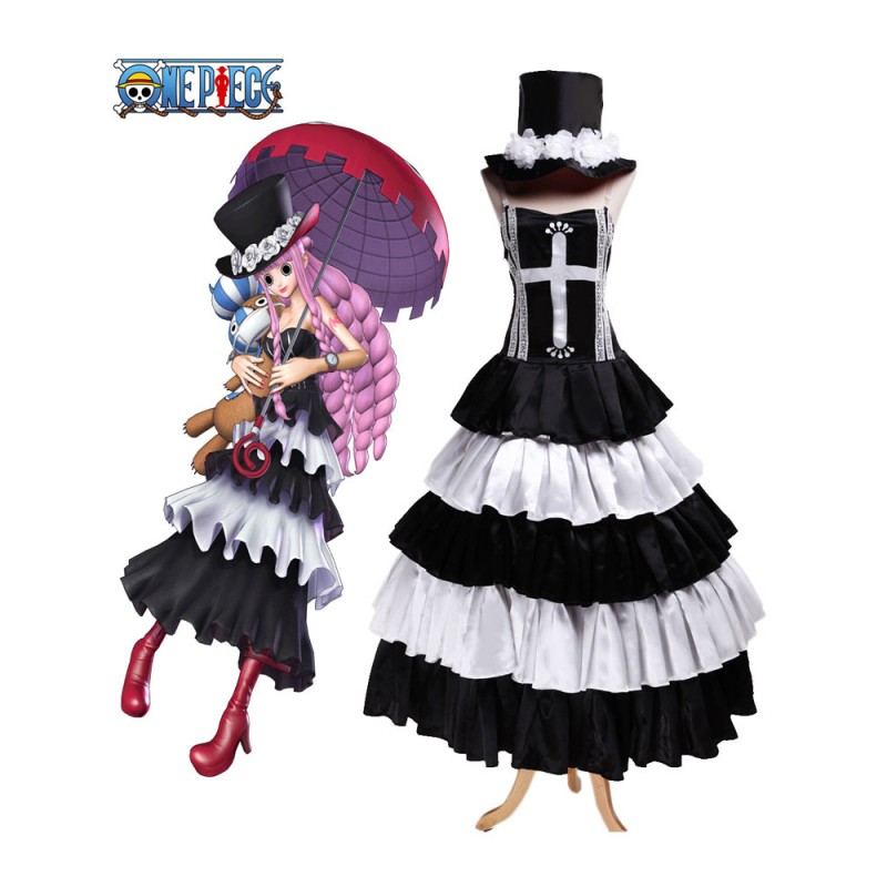 Costume Carnevale Bianco nero a strati Perona One Piece Costumi Cosplay Carnevale Halloween
