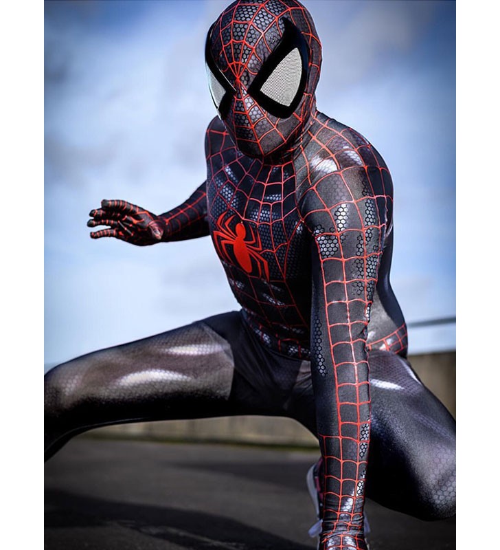 Spider Man Cosplay SpiderMan NERO con Red Line Cosplay Suit V2