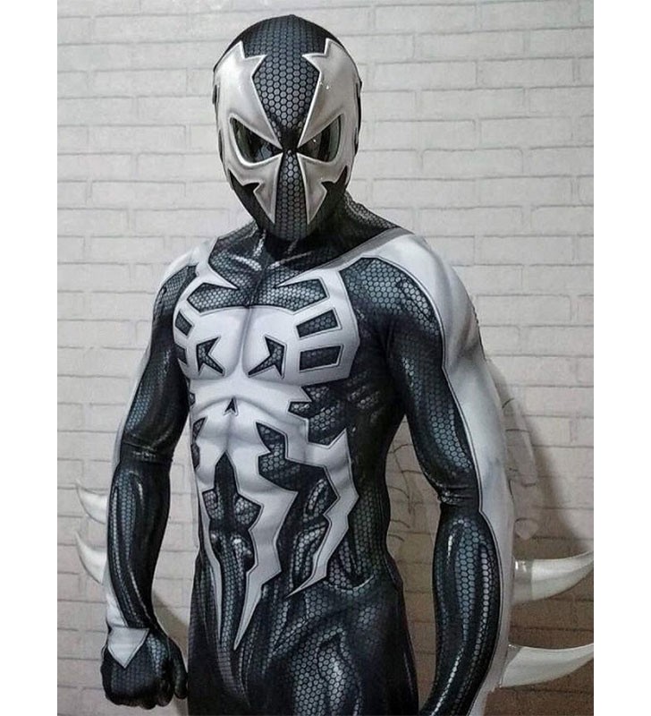 Spider Man Cosplay 2099 Abito cosplay in versione bianco e nero di SpiderMan Carnevale Halloween