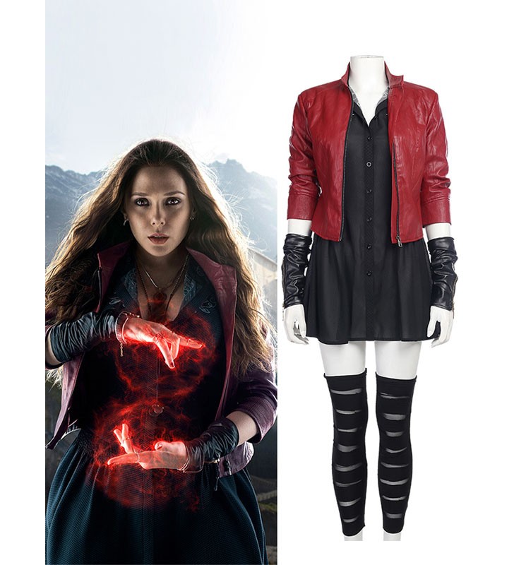 Film Marvel Comics Avengers 2 Scarlet Witch Outfit Completo Costume Set Carnevale Halloween
