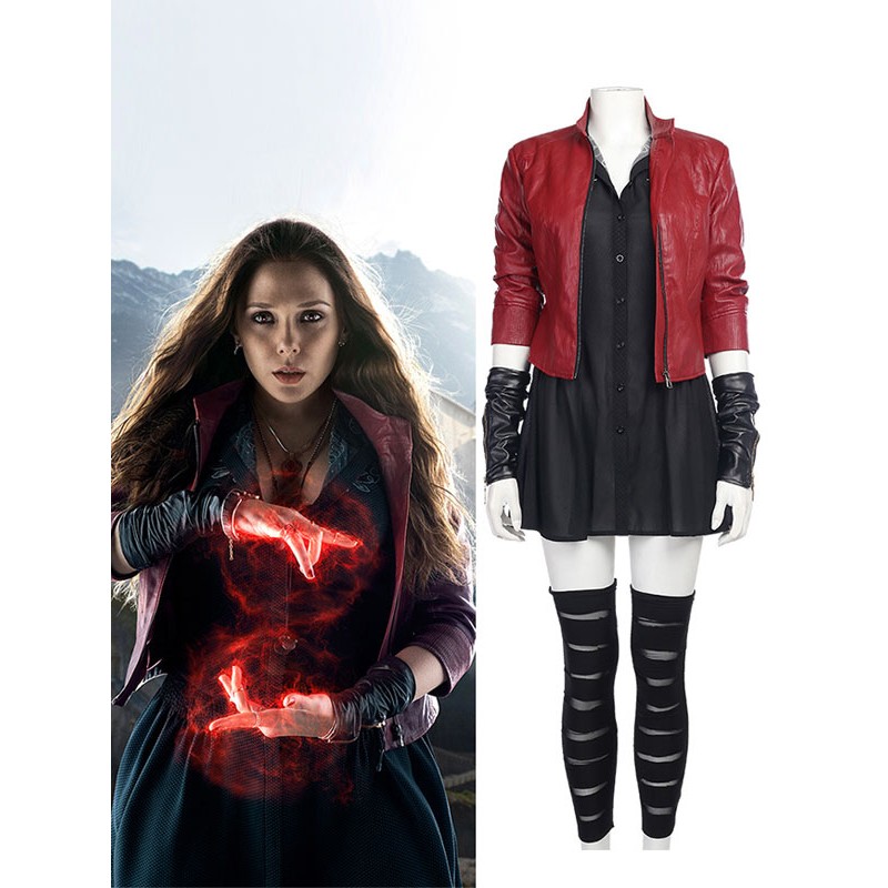 Film Marvel Comics Avengers 2 Scarlet Witch Outfit Completo Costume Set Carnevale Halloween