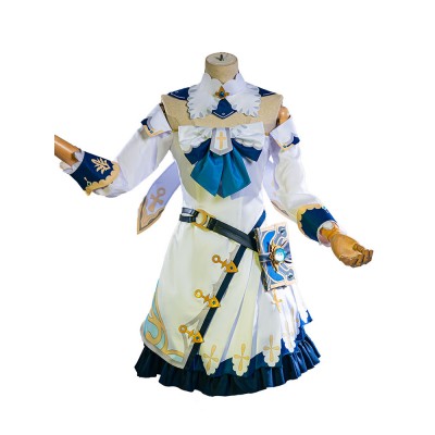 Genshin Impact Barbara Set di costumi cosplay con cappello in poliestere bianco caldo Costumi Cosplay