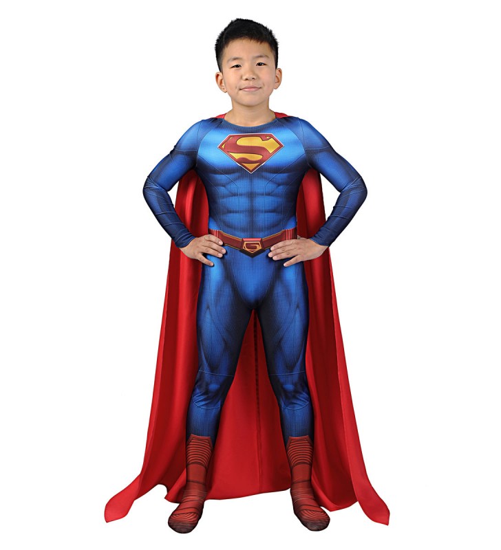 Superman Cosplay per bambini Royal Blue Lycra Spandex Full Body Zentai Carnevale