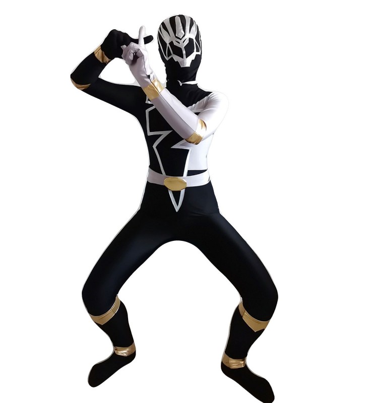Mighty Morphin Power Rangers Nero Lycra Spandex Tuta Set Completo Costumi Cosplay Halloween