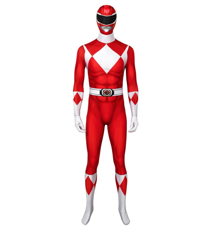 Mighty Morphin Power Rangers Red Ranger Zentai Tuta Costumi Cosplay Halloween