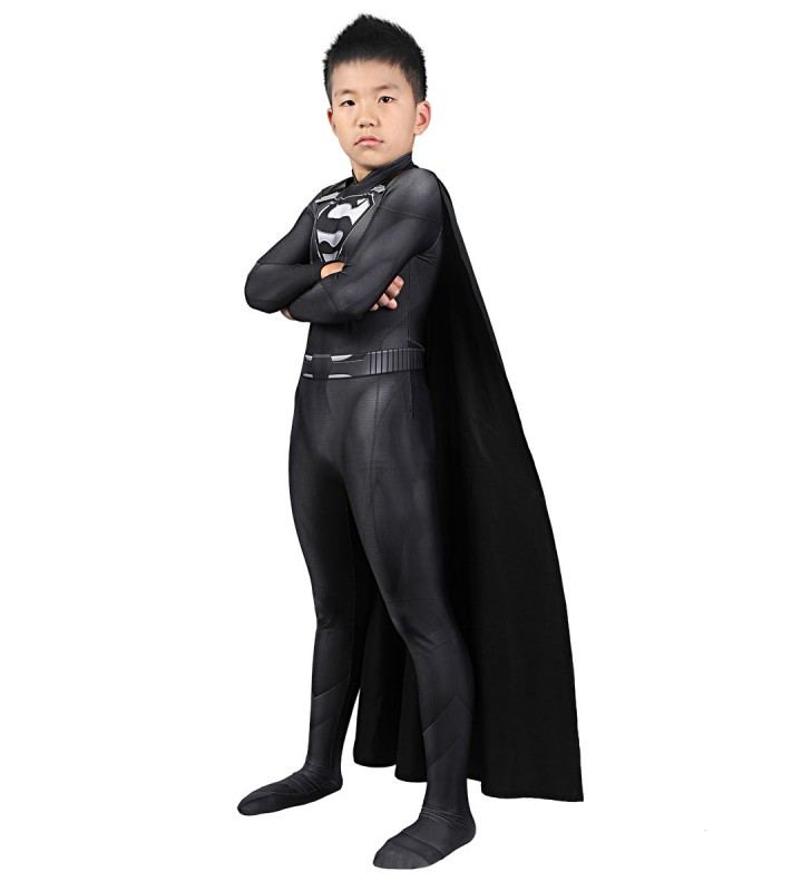 Superman crisi su infinite terrestre cosplay tuta per bambini supereroe costume nero lycra spandex full corpo collant custodini Zentai Carnevale Halloween