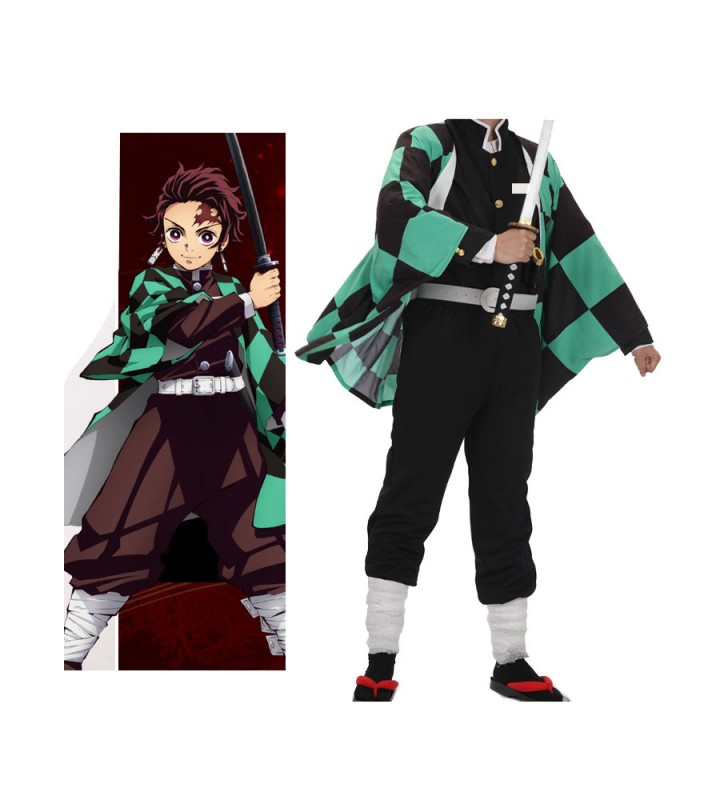 Costume Carnevale 2023 Verde Demon Slayer Kimetsu No Yaiba Cosplay Kamando Tanjirou Costume Carnevale Costumi Cosplay Halloween