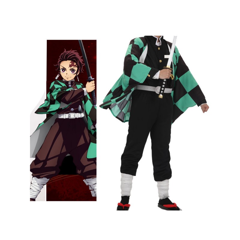 Costume Carnevale 2023 Verde Demon Slayer Kimetsu No Yaiba Cosplay Kamando Tanjirou Costume Carnevale Costumi Cosplay Halloween
