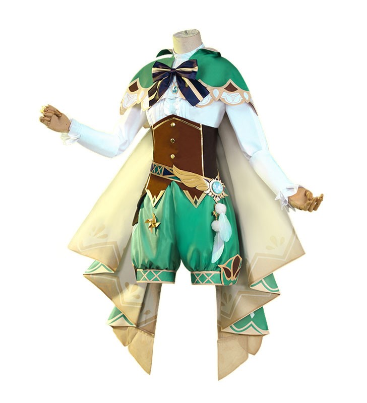 Genshin Impact Venti Tessuto in raso di seta del latte Set di costumi da gioco Costumi Cosplay Halloween