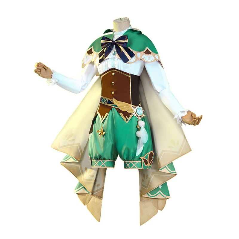 Genshin Impact Venti Tessuto in raso di seta del latte Set di costumi da gioco Costumi Cosplay Halloween