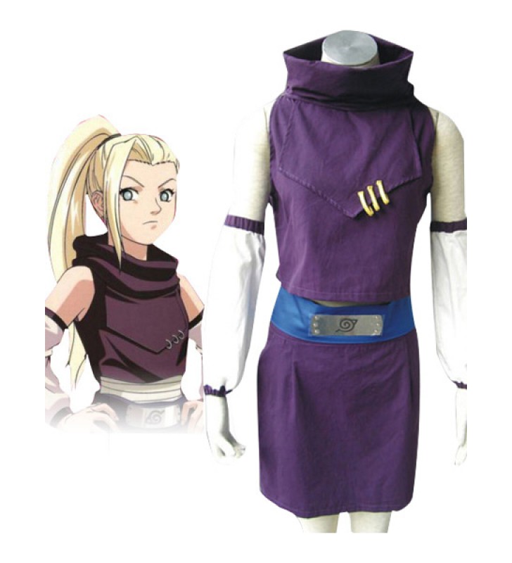 Costume Carnevale Naruto Ino Yamanaka con cintura e coprimaniche Costumi Cosplay Carnevale Halloween