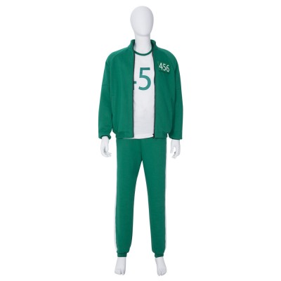 Squid Game Round Six Set 3 pezzi Abbigliamento da palestra verde Costume in cotone Set completo Costumi Cosplay Carnevale Halloween