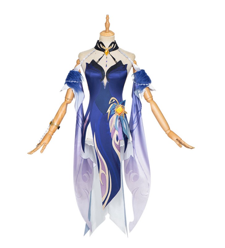 Genshin Impact NingGuang Blue Cosplay Costume Completo set Gioco Costumi Cosplay Halloween