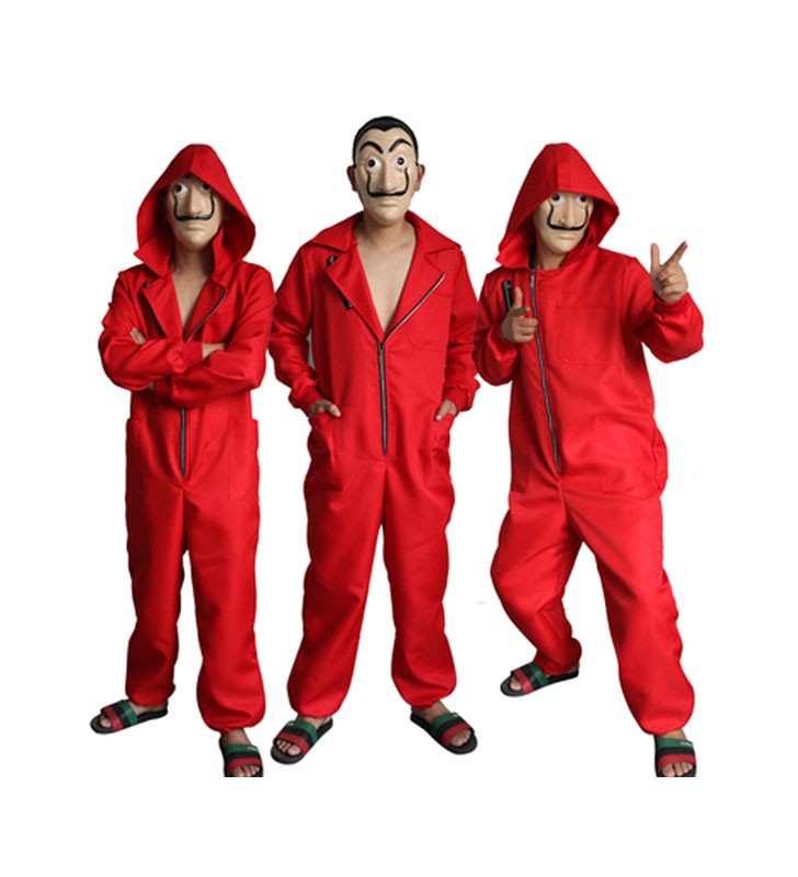 Money Heist Cosplay Dali Red La Casa De Papel Tuta Costume Cosplay Set con una maschera Carnevale