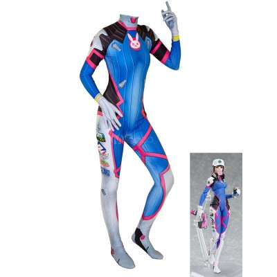 Overwatch Costumi Cosplay D VA Blu Lycra Spandex Tuta Gioco Body Costumi Cosplay Halloween