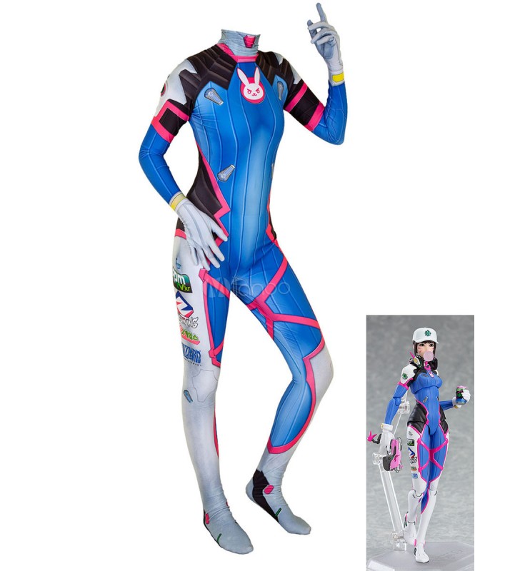 Overwatch Costumi Cosplay D VA Blu Lycra Spandex Tuta Gioco Body Costumi Cosplay Halloween