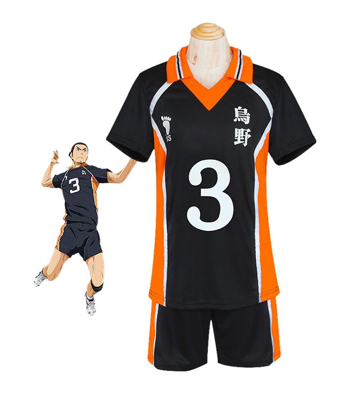 Haikyuu!! Maglia n ° 3 di Azumane Asahi Costumi Cosplay Carnevale Halloween