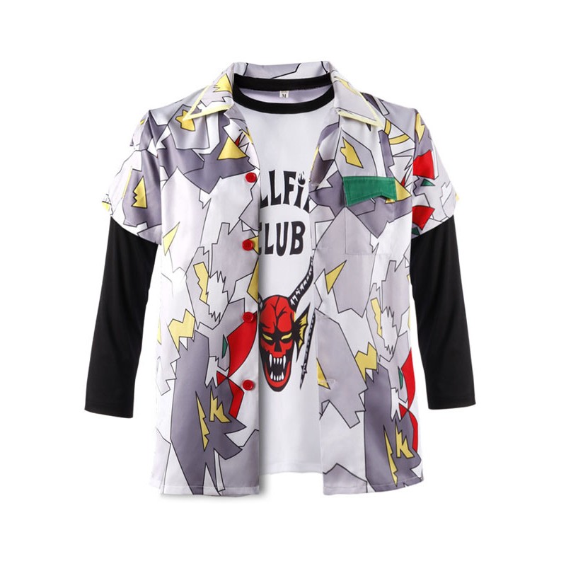 TV Drama Stranger Things Stagione 4 Dustin Henderson Stampato Camicia a maniche corte di Costumi Cosplay Halloween