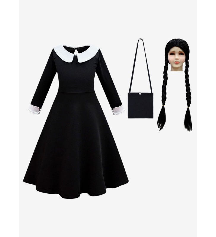 The Addams Family Movie Cosplay Wednesday Kid Set completo costumi cosplay Carnevale