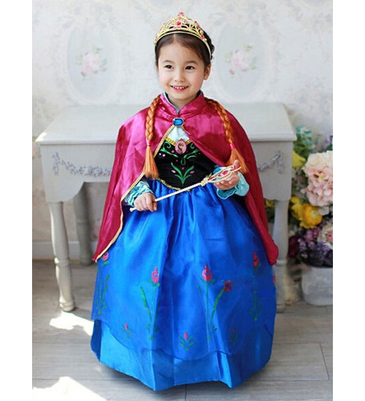 Carnevale Costume Carnevale per Bambini Vestito Blu Cospaly di Anna in Frozen 2023 Costume Carnevale Carnevale