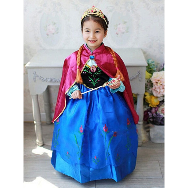Carnevale Costume Carnevale per Bambini Vestito Blu Cospaly di Anna in Frozen 2023 Costume Carnevale Carnevale