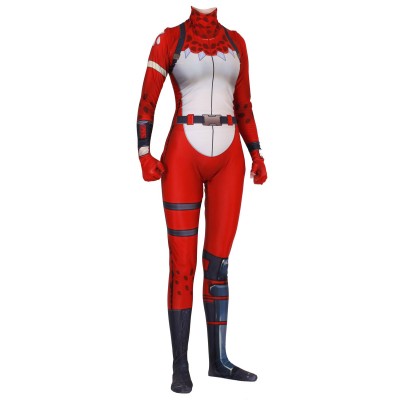 Costumi Cosplay Fortnite Red Fortnite Game Body Body Tuta Red Nosed Raider Lycra Spandex Adulti Gioco Costumi Cosplay Carnevale Halloween