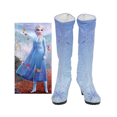 Costume Carnevale Scarpe cosplay con paillettes congelate Elsa per calzature Cosplay celeste Carnevale Halloween