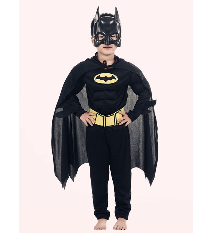 Costume per Bambini Costume di Batman 2023 Tute nere per bambini Vestito 4 pezzi Costume Carnevale Costume Halloween