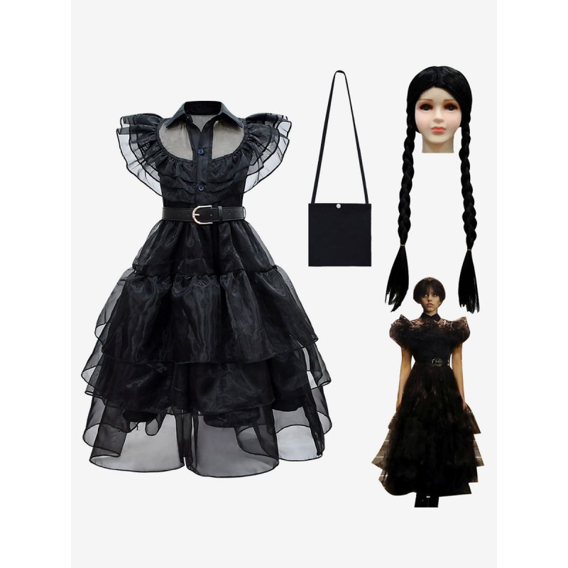 The Addams Family TV Cosplay Mercoledì Kid Cosplay Abiti da ballo Carnevale Halloween