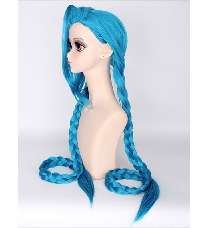 Costumi cosplay di giochi di di League Of Legends Jinx #39;s Blue Wigs Halloween