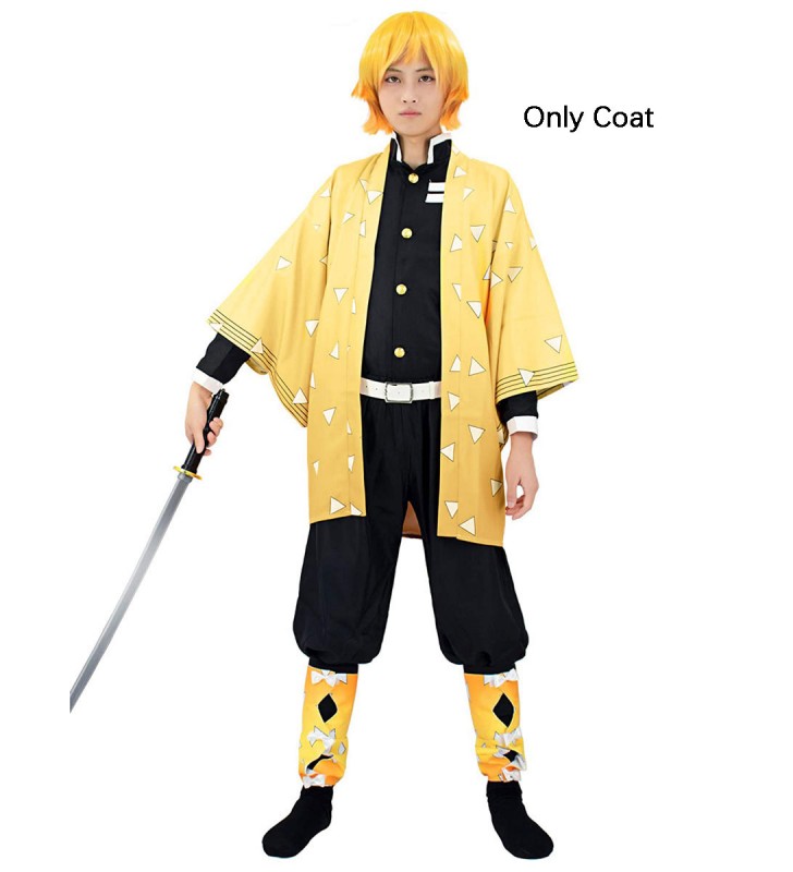 Demon Slayer Kimetsu No Yaiba Agatsuma Zenitsu Kimono Solo Anime Costumi Cosplay
