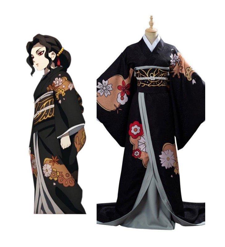 Costume Carnevale Demon Slayer: Kimetsu No Yaiba Cosplay Kibutsuji Muzan Versione femminile Kimono Costume Halloween