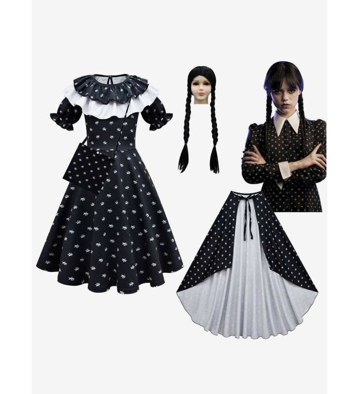 The Addams Family TV Cosplay Mercoledì Kid Cosplay Abiti Carnevale Halloween