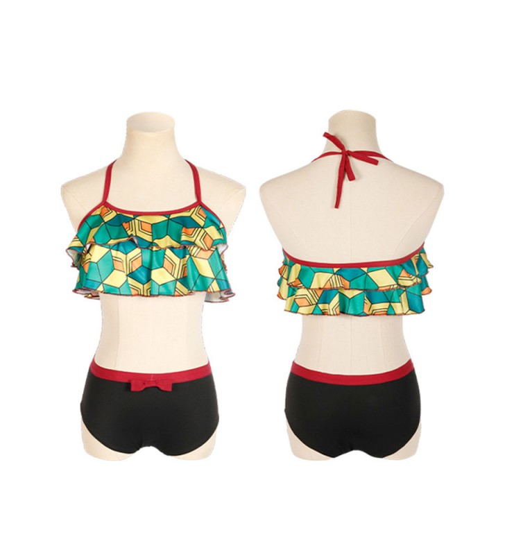 Demon Slayer: Kimetsu No Yaiba Personaggi femminili multipli Stampa floreale Ruffle Bikini a vita alta Costume da bagno Ruffle Tankini Top Cosplay Carnevale Halloween
